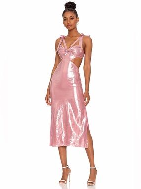NWT Majorelle Graziella Iridescent Pink Tie Strap Midi Dress M
